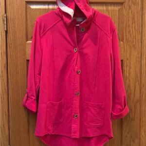 Women's Pink Button-Up Hoodie